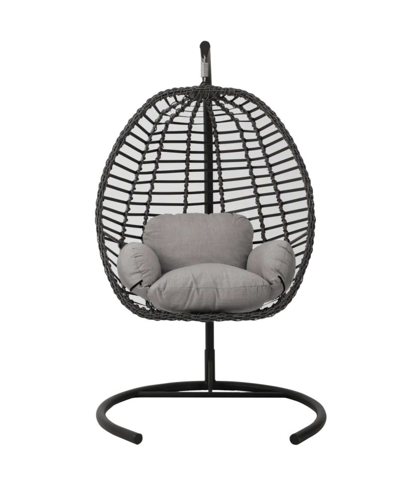Tek Kişilik Rattan Salıncak - Metal Çerçeveli Bahçe ve Balkon Koltuğu