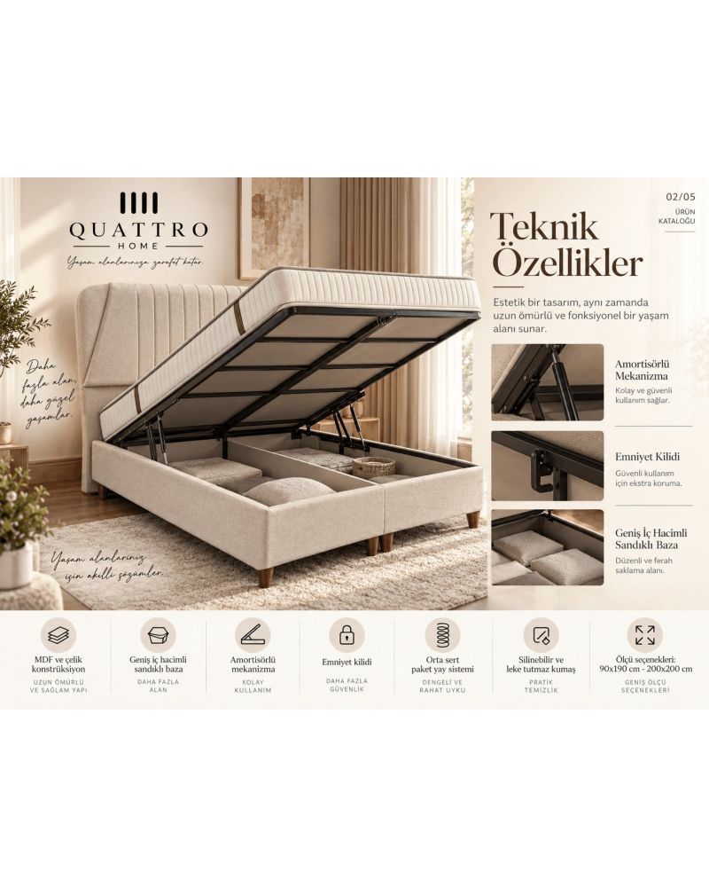 150-200 --3'lü Baza Başlık Yatak Seti