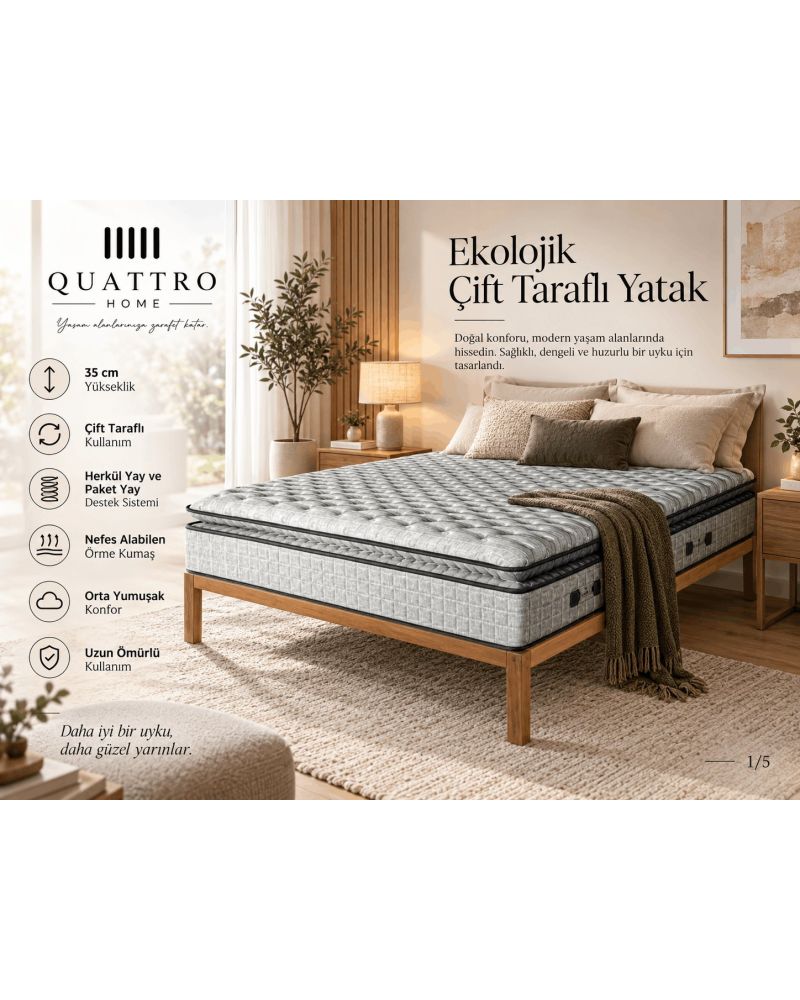 Herkül Yaylı Çift Pedli Ortopedik Konfor Yatak 35 cm