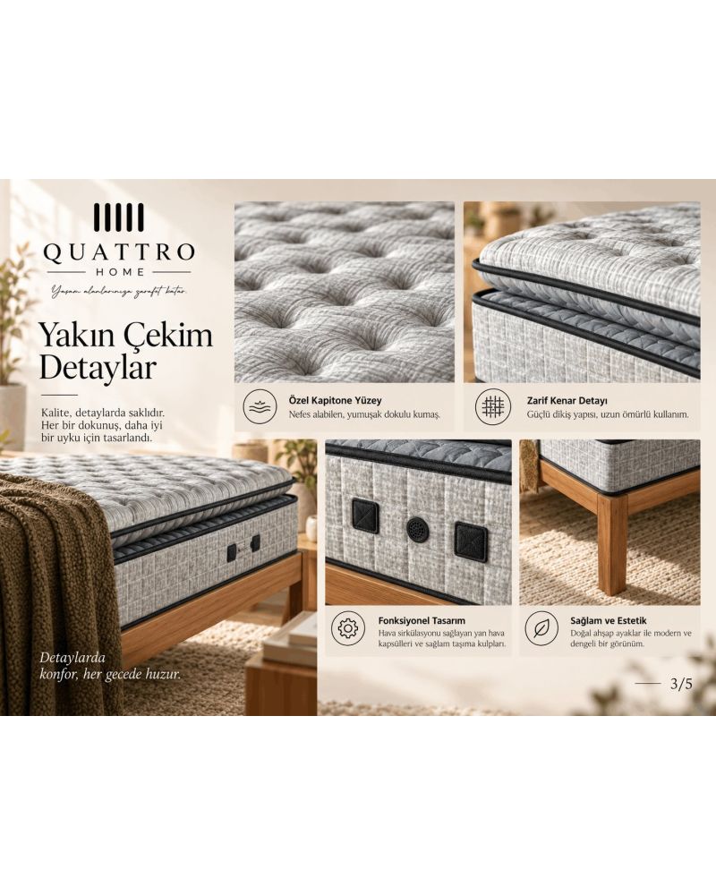 Herkül Yaylı Çift Pedli Ortopedik Konfor Yatak 35 cm