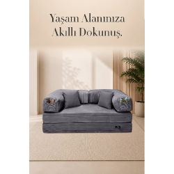 Modüler Süngerli Koltuk Antrasit Renk Cepli Modern Tasarım