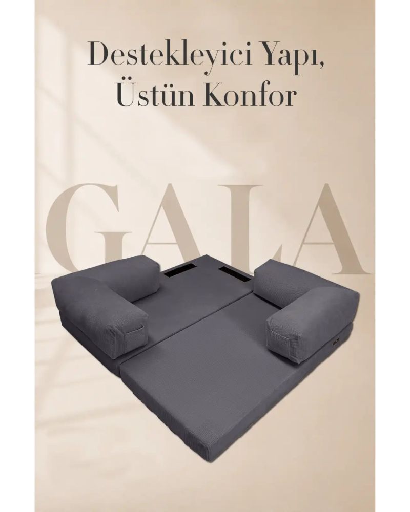Modüler Süngerli Koltuk Antrasit Renk Cepli Modern Tasarım
