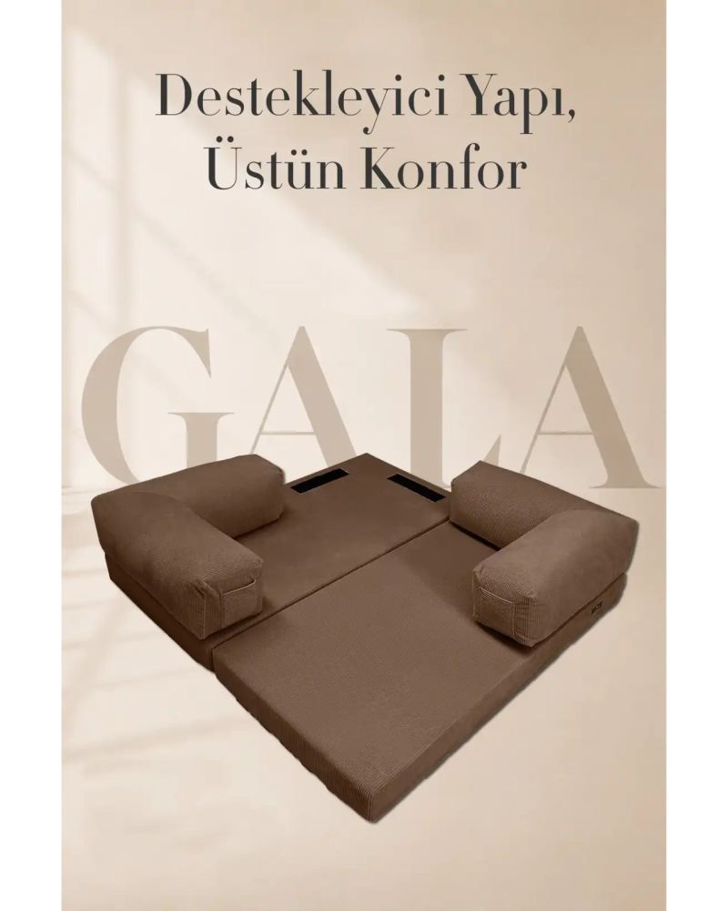 Modüler Süngerli Koltuk Bej Cepli Modern Oturma Ünitesi