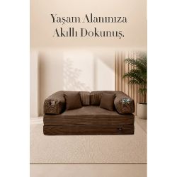 Modüler Süngerli Koltuk Bej Cepli Modern Oturma Ünitesi
