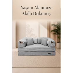 Modüler Süngerli Koltuk Gri Yan Cepli Modern Oturma Ünitesi