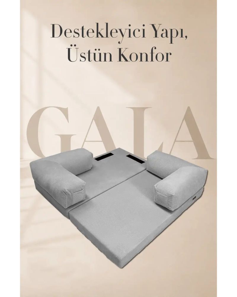 Modüler Süngerli Koltuk Gri Yan Cepli Modern Oturma Ünitesi
