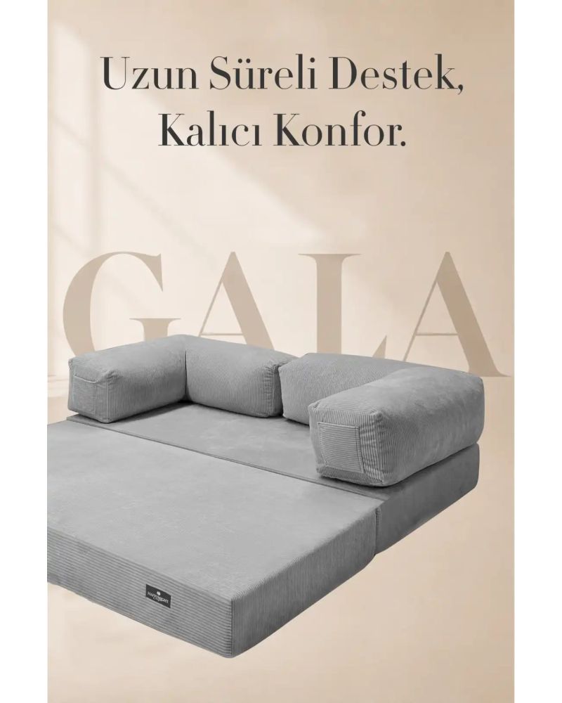 Modüler Süngerli Koltuk Gri Yan Cepli Modern Oturma Ünitesi