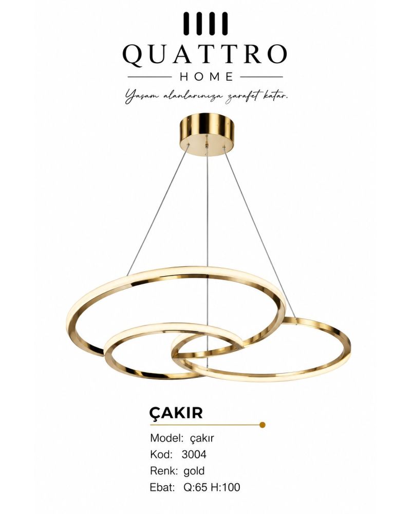 Çakır Üç Halkalı Modern LED Sarkıt Avize
