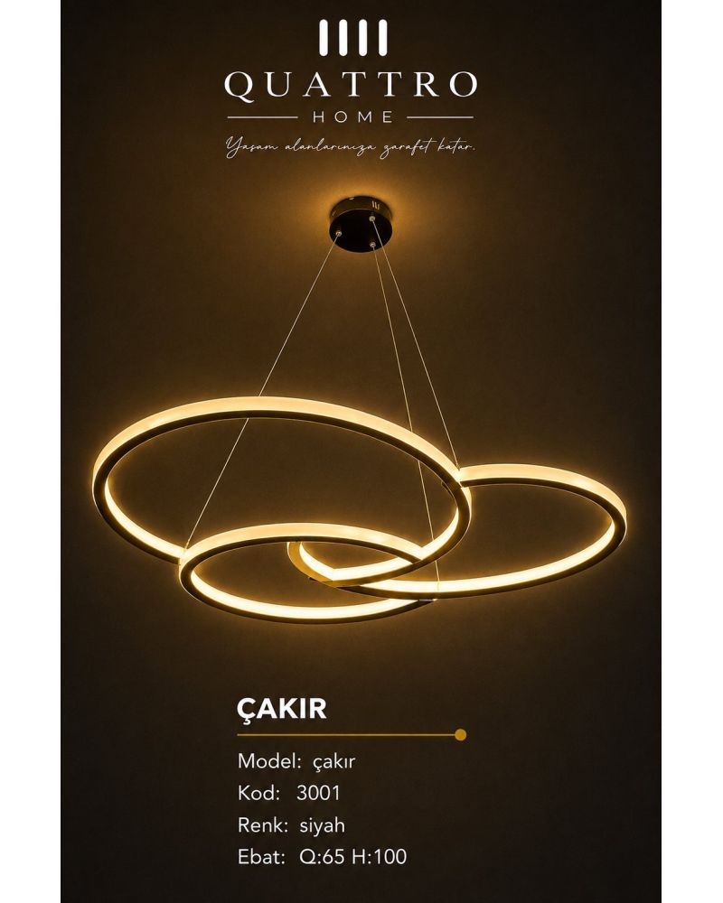 Çakır Üç Halkalı Modern LED Sarkıt Avize