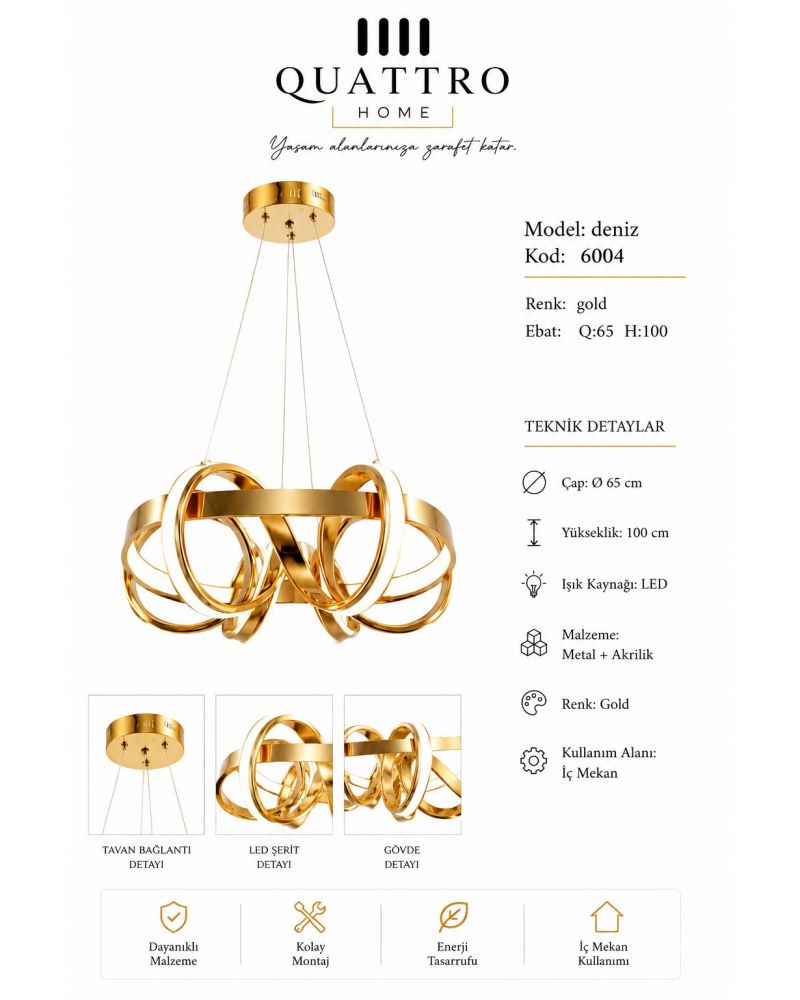 Deniz Modern LED Sarkıt Avize