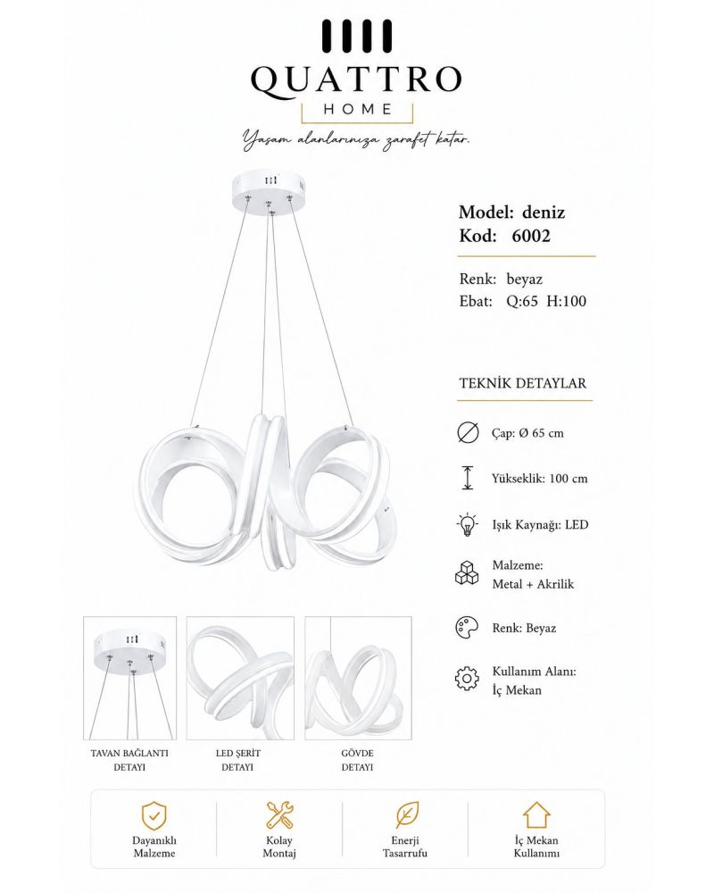 Deniz Modern LED Sarkıt Avize