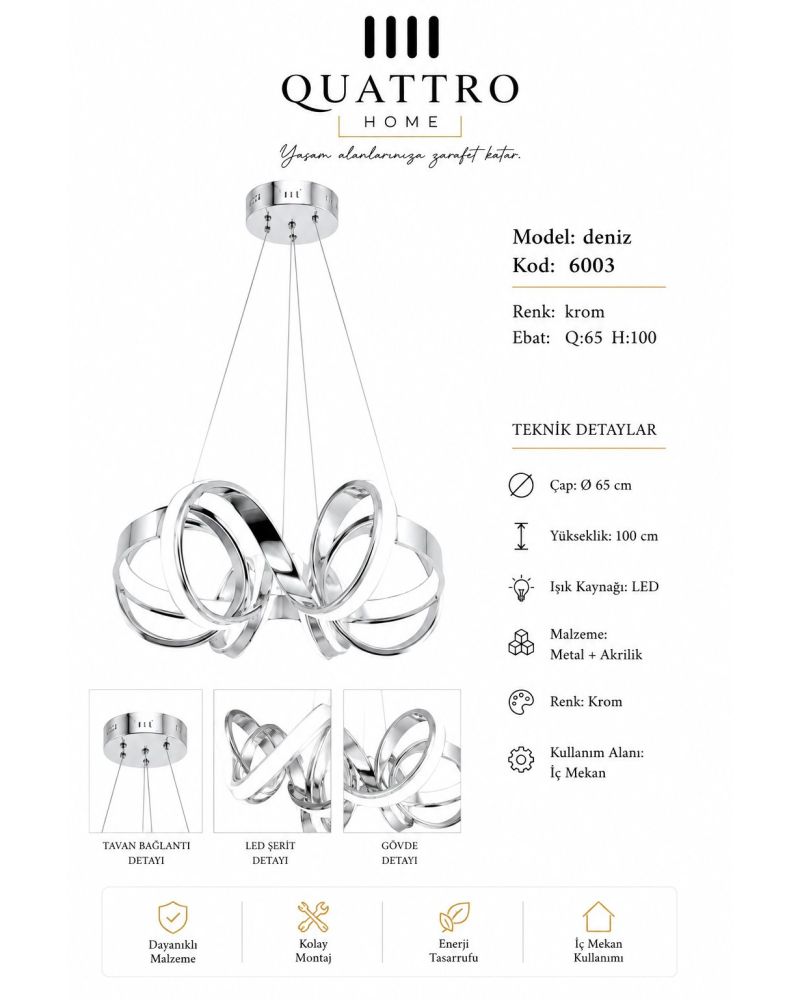 Deniz Modern LED Sarkıt Avize
