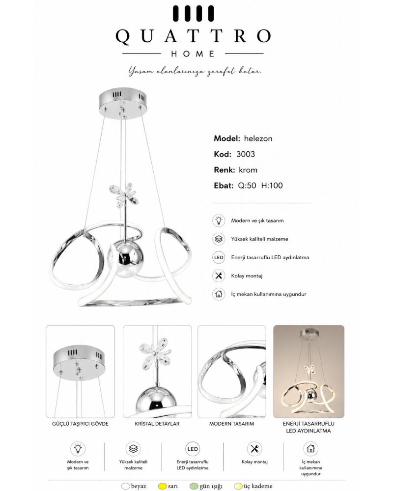 Helezon Modern LED Sarkıt Avize