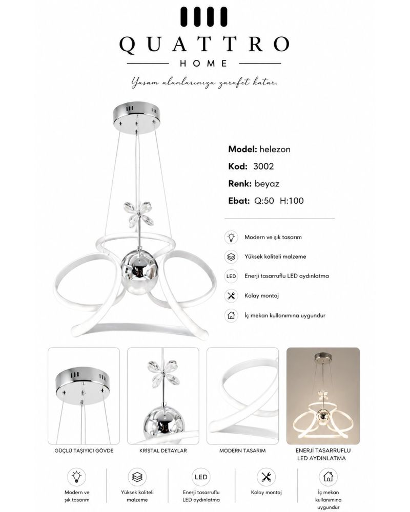 Helezon Modern LED Sarkıt Avize