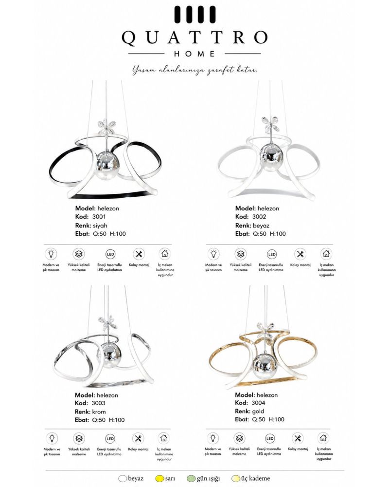 Helezon Modern LED Sarkıt Avize