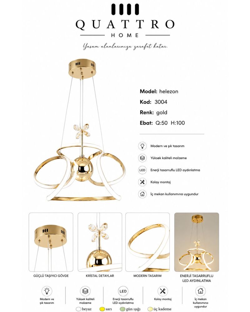 Helezon Modern LED Sarkıt Avize