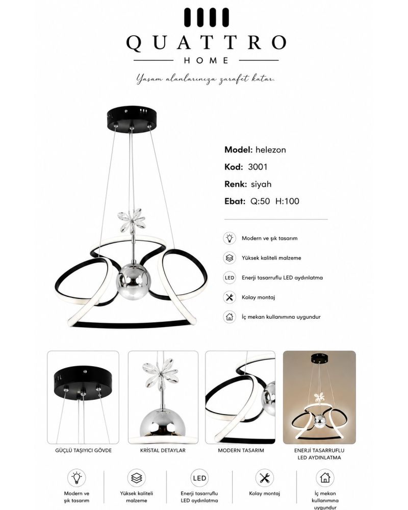 Helezon Modern LED Sarkıt Avize