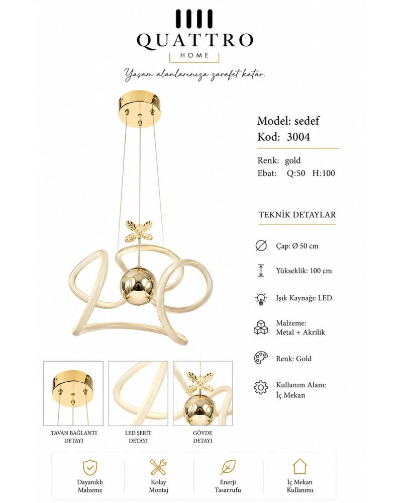 Sedef Modern LED Sarkıt Avize