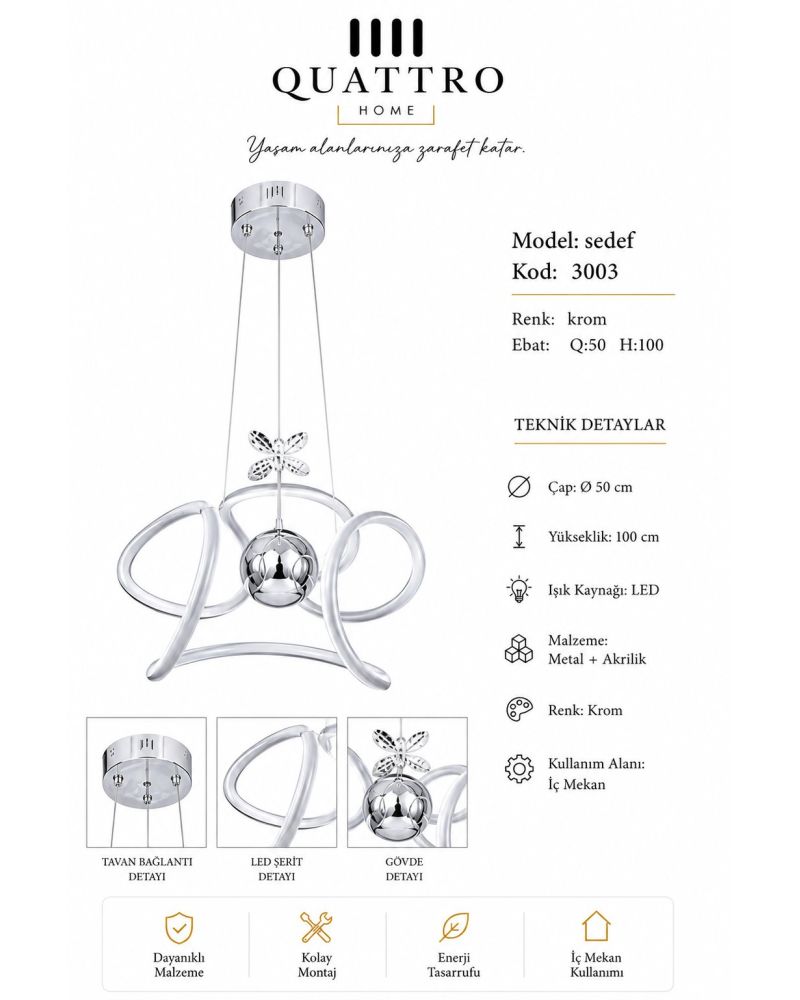 Sedef Modern LED Sarkıt Avize