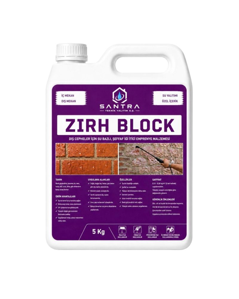 Zırh Block Su Bazlı Şeffaf Su İtici Dış Cephe Emprenye Malzemesi