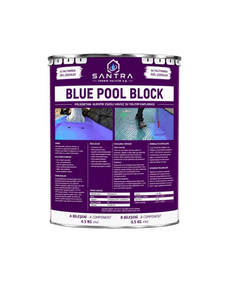 Blue Pool Block Poliüretan Esaslı UV Dayanımlı Havuz Su Yalıtım Kaplaması
