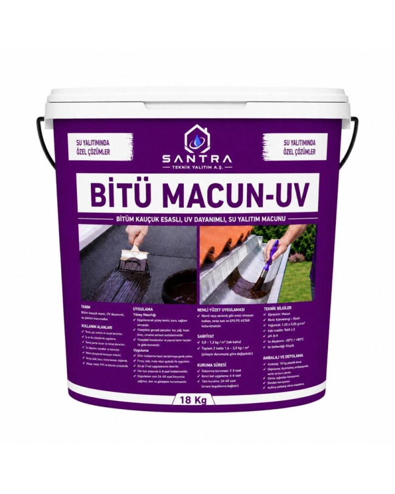 Bitü Macun-UV Bitüm Polimer Kauçuk Esaslı UV Dayanımlı Su Yalıtım Kaplaması