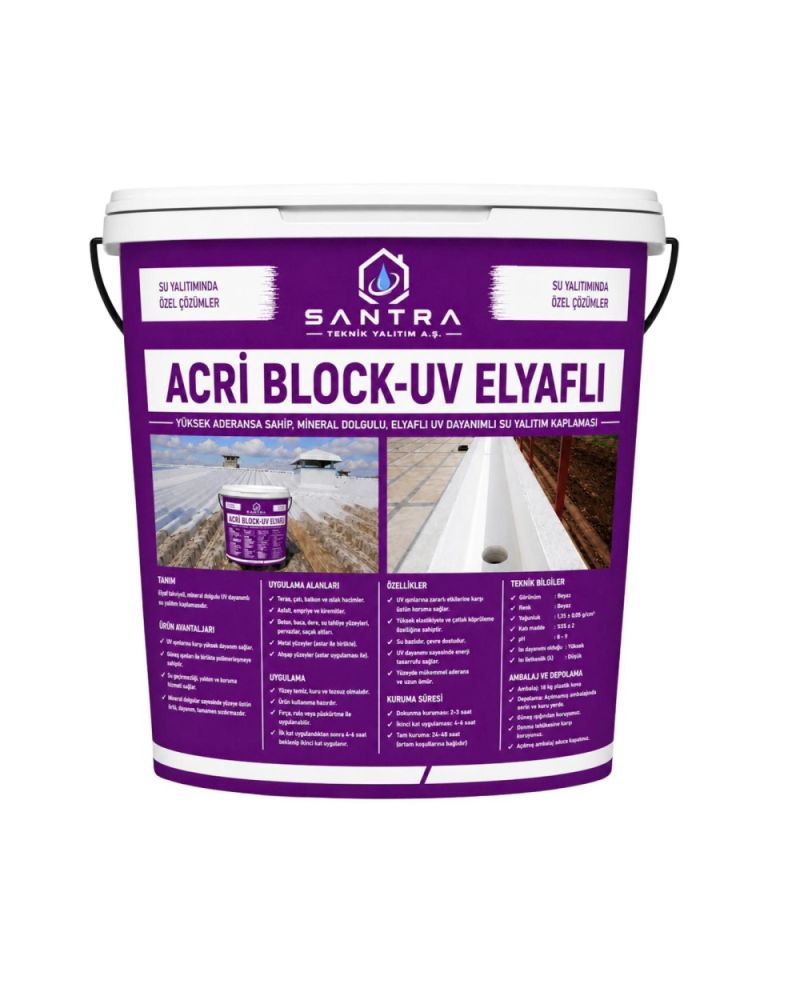 Acri Block-UV Elyaflı Elastomerik UV Dayanımlı Su Yalıtım Kaplaması