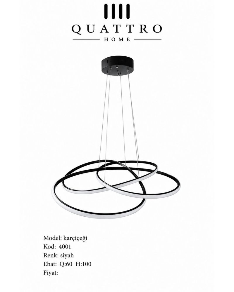 Kar Çiçeği Üç Halkalı Modern LED Sarkıt Avize