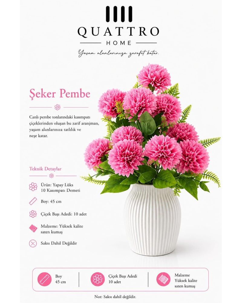 Quattrohome Lüks 10 Kasımpatı Demeti Şeker Pembe