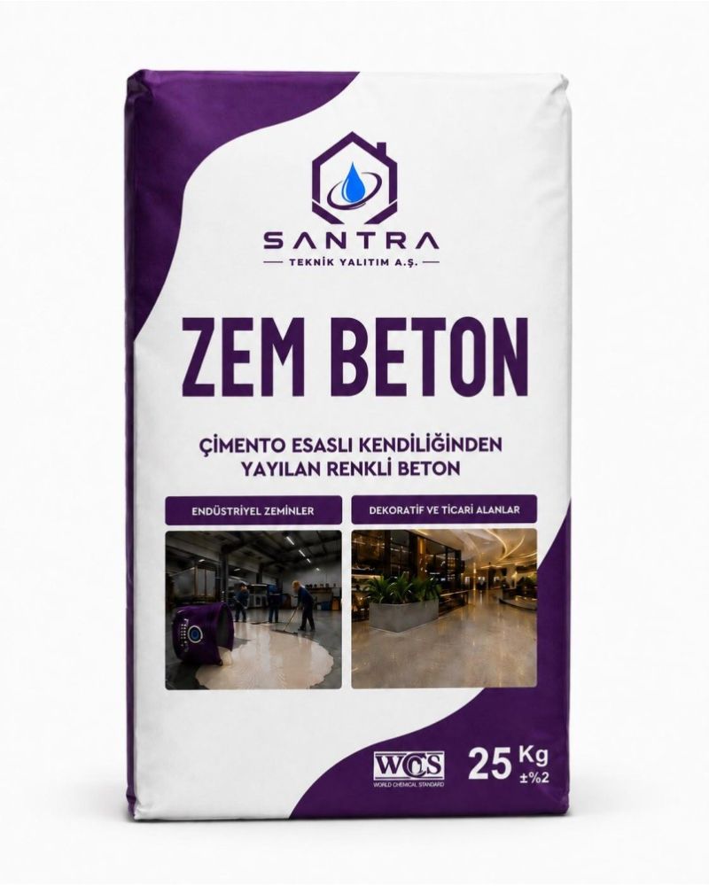 Zem Beton Çimento Esaslı Kendiliğinden Yayılan Renkli Beton