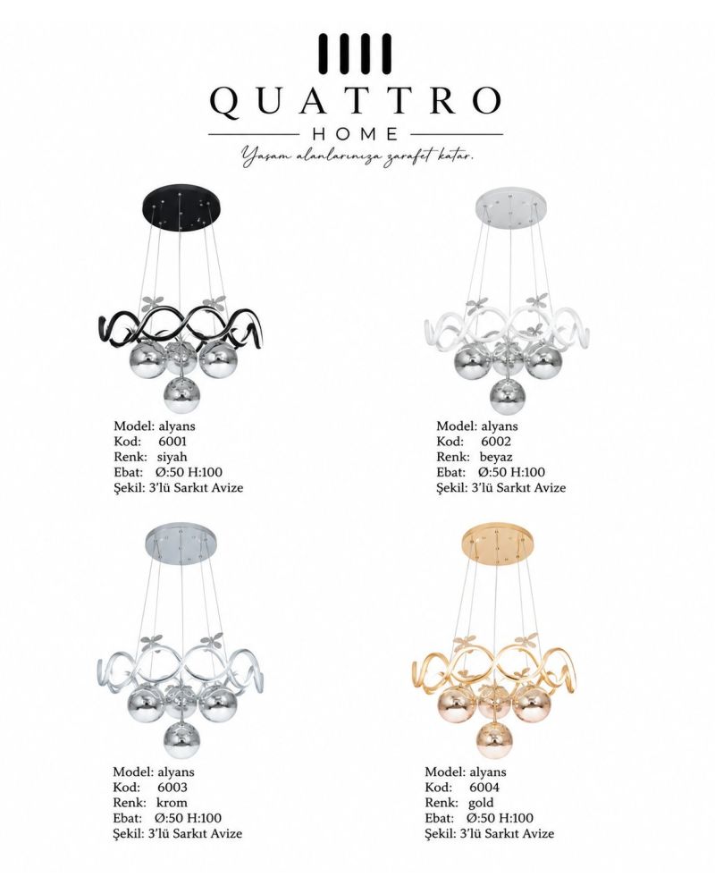 Alyans Kristal Çiçek Detaylı Modern LED Sarkıt Avize