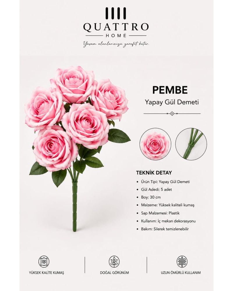 Yapay Gül Demeti Krem Pembe 100 Adet