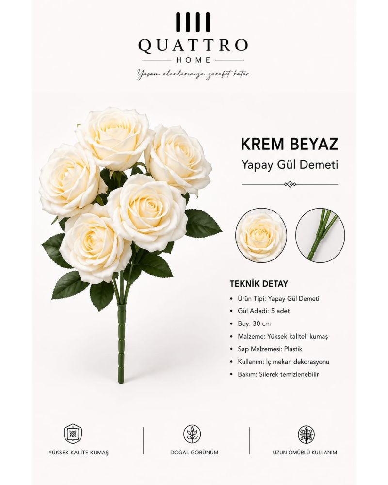 Yapay Gül Demeti Krem Pembe 100 Adet