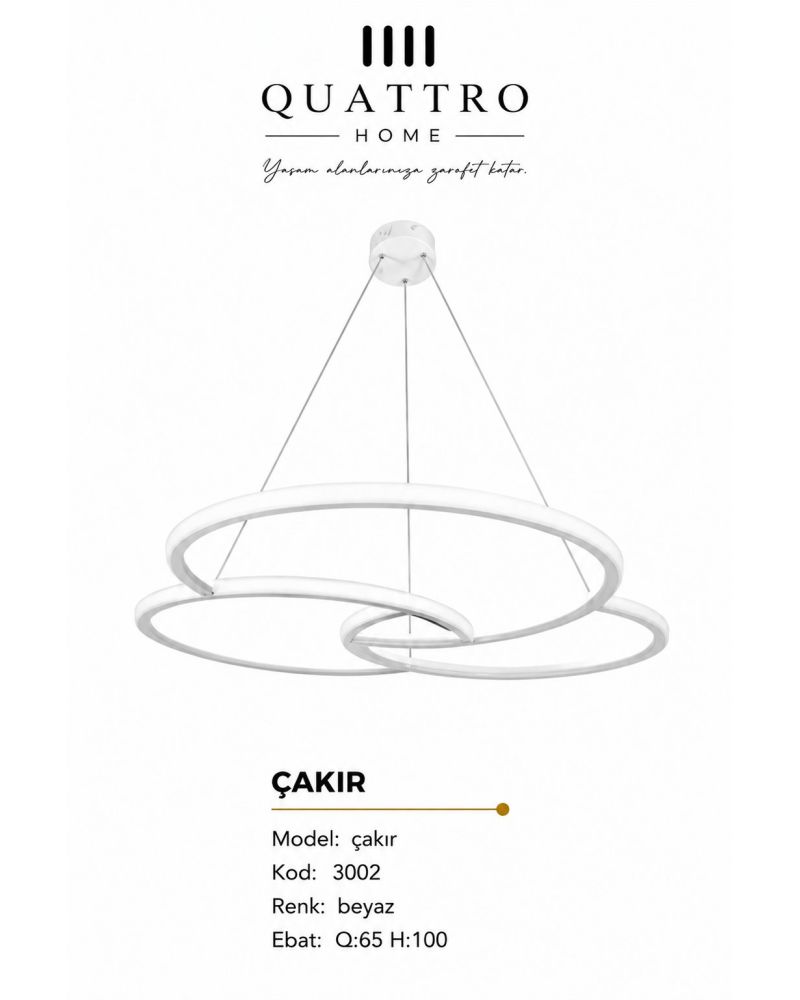 Çakır Üç Halkalı Modern LED Sarkıt Avize