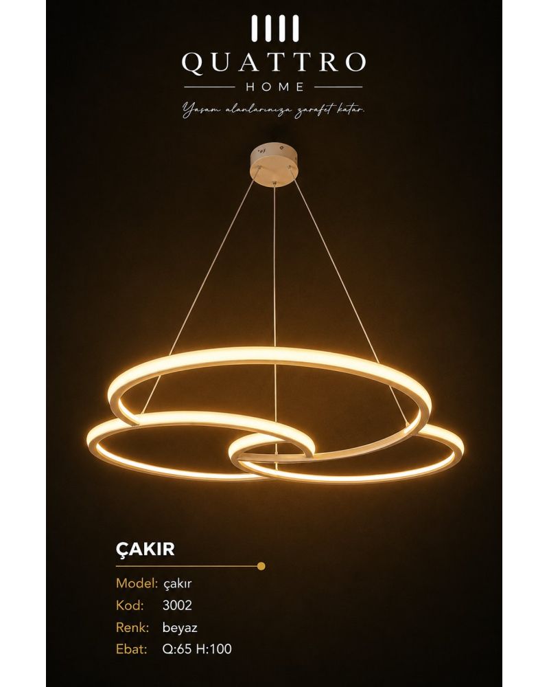 Çakır Üç Halkalı Modern LED Sarkıt Avize