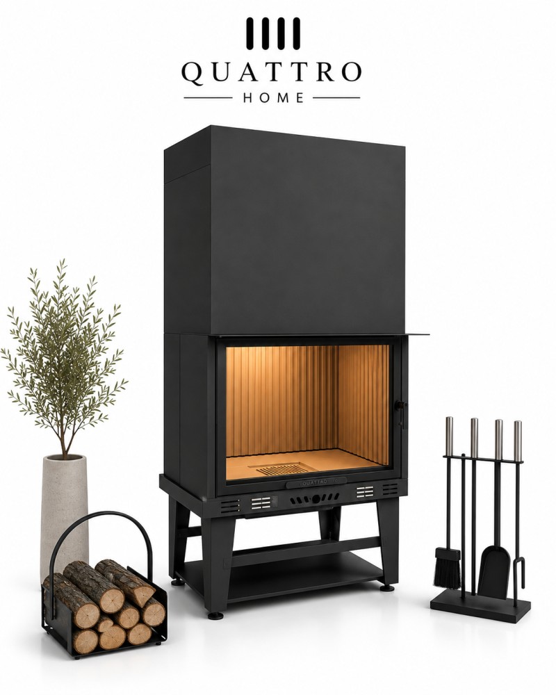 Quattro Home 80 cm Düz Açık Asansörlü Şömine Haznesi – 14-18 kW