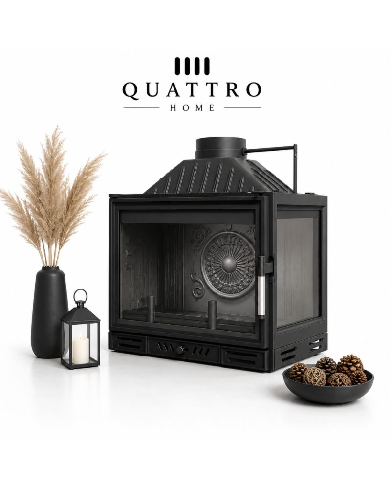 Quattro Home 70 cm Haznesi Klapeli L Tipi Sağ ve Sol Camlı Döküm Şömine Haznesi –