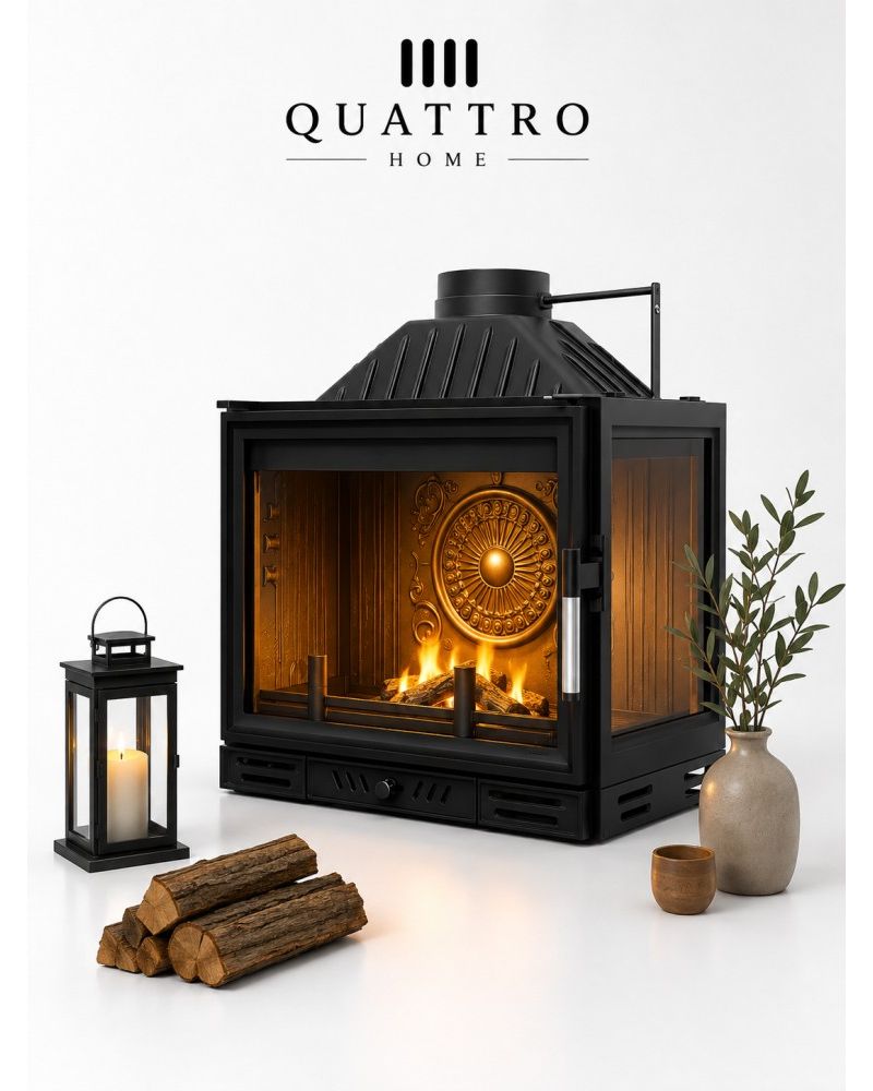 Quattro Home 70 cm Haznesi Klapeli L Tipi Sağ ve Sol Camlı Döküm Şömine Haznesi –