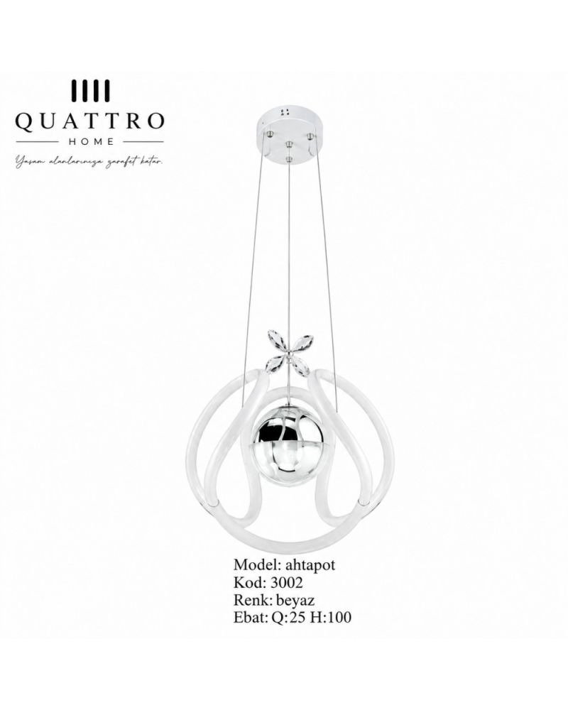 Ahtapot LED Sarkıt Avize Beyaz Akrilik Modern Dekoratif 25 cm 40W