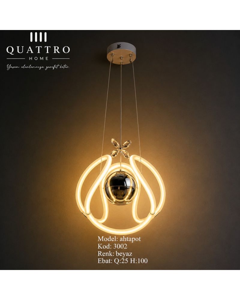 Ahtapot LED Sarkıt Avize Beyaz Akrilik Modern Dekoratif 25 cm 40W