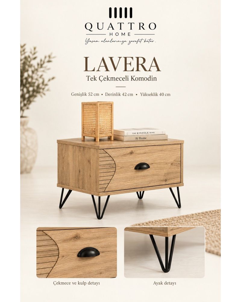 Lavera Genç Odası Takımı-Dolap: 122 × 52 × 190 cm Karyola: 95 × 195 × 105 cm Komodin: 52 × 42 × 40 cm Çalışma Masası: 102 × 52 × 170 cm Şifonyer: 82 × 42 × 77 cm