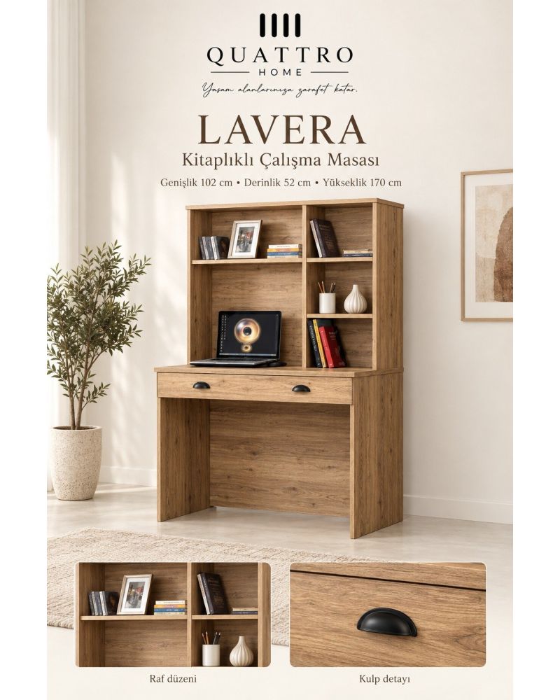 Lavera Genç Odası Takımı-Dolap: 122 × 52 × 190 cm Karyola: 95 × 195 × 105 cm Komodin: 52 × 42 × 40 cm Çalışma Masası: 102 × 52 × 170 cm Şifonyer: 82 × 42 × 77 cm