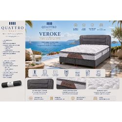 Veroke Premium Çift Kişilik Yatak Seti Ortopedik Pocket Yaylı Sandıklı Baza Başlık Takımı