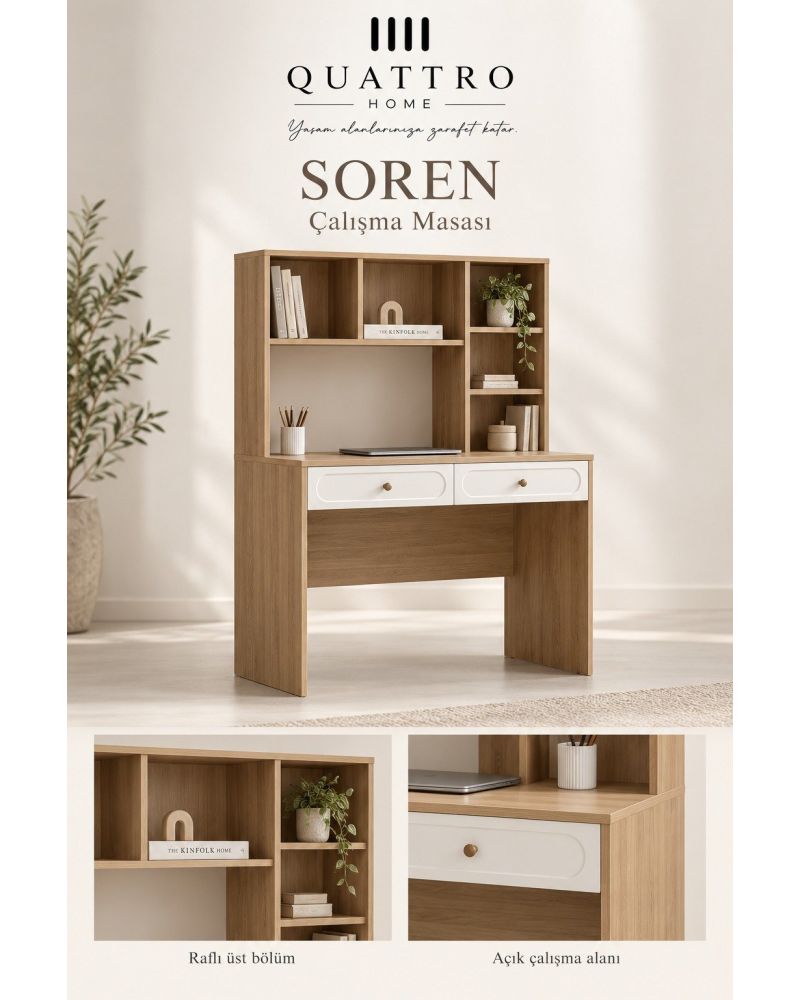 Soren Genç Odası Takımı-Yükseklik Dolap-160-52-200 Karyola-95-195-105 Şifonyer82-42-141 Çalışma masası-110-60-149 Komodin-52-42-53