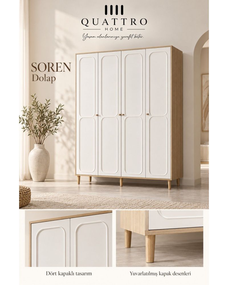Soren Genç Odası Takımı-Yükseklik Dolap-160-52-200 Karyola-95-195-105 Şifonyer82-42-141 Çalışma masası-110-60-149 Komodin-52-42-53