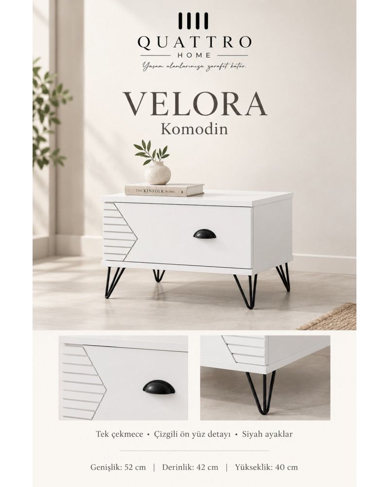 Velora Tek Çekmeceli Komodin-52-42-40