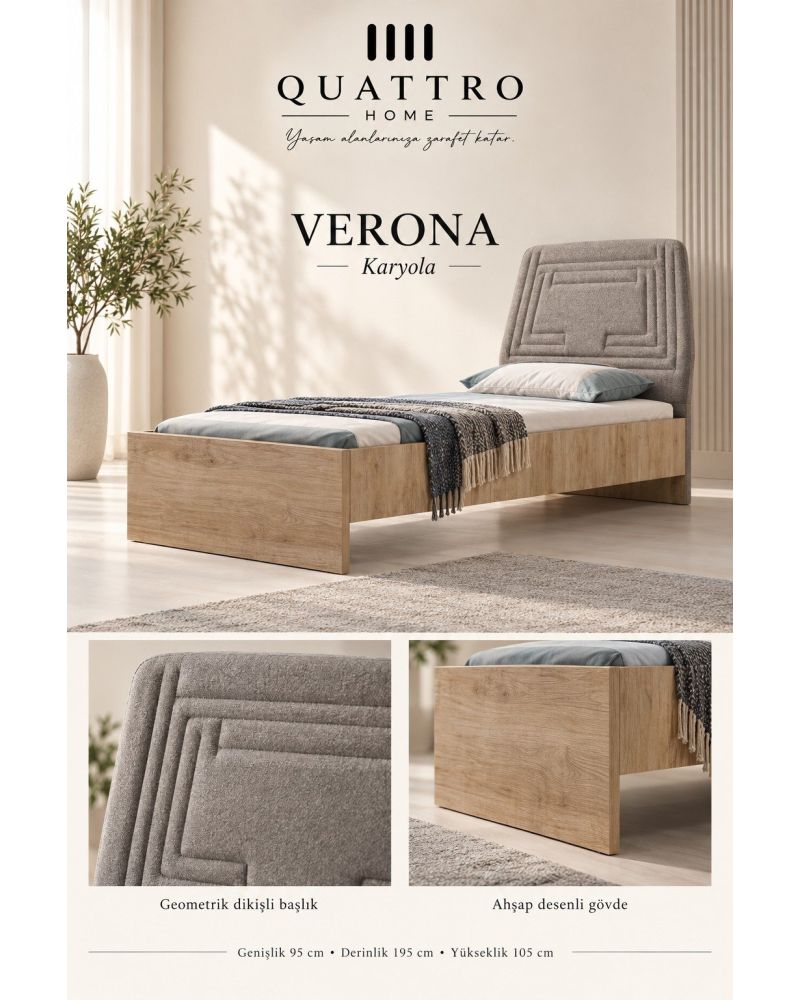 Verona Genç Odası Takımı-Dolap: 160 x 52 x 200 cm Karyola: 95 x 195 x 105 cm Komodin: 52 x 42 x 53 cm Çalışma Masası: 110 x 60 x 132 cm Şifonyer: 82 x 42 x 77 cm