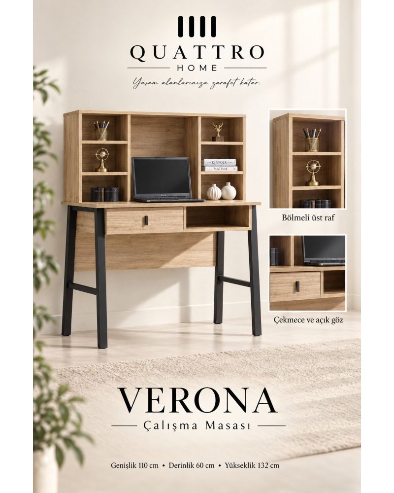 Verona Çalışma Masası-Genişlik: 110 cm Derinlik: 60 cm Yükseklik: 132 cm