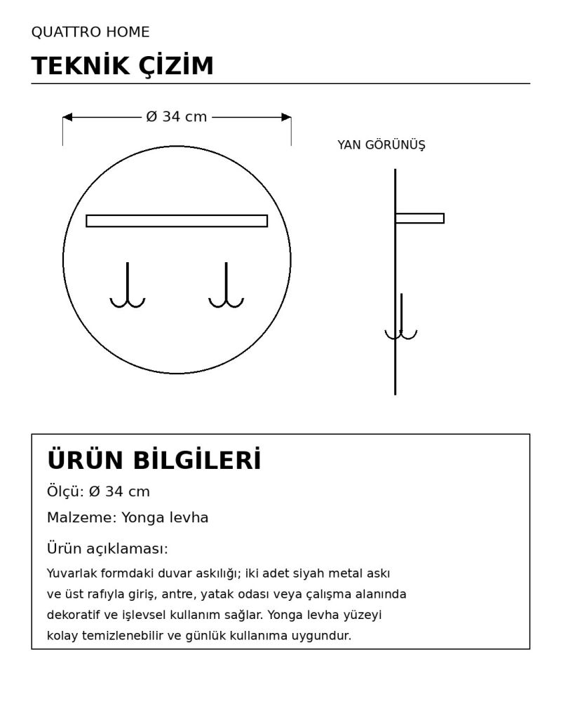 Ceviz Desenli Duvar Askılığı ve Mini Raf Ünitesi