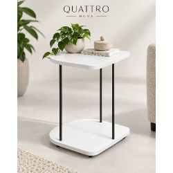 Tekerlekli Oval Servis Sehpası Beyaz